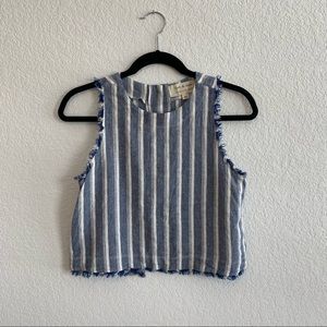 Cloth & Stone Frayed Edge Linen Crop Top